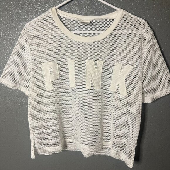 Victoria's Secret PINK White Mesh Top, Size Medium - Picture 3 of 5
